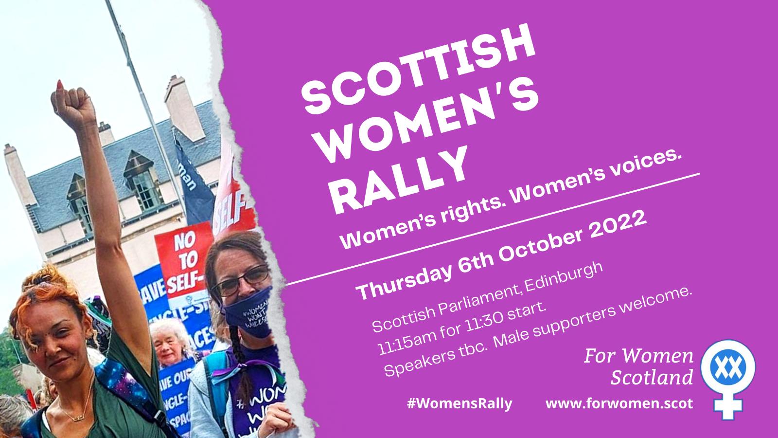 Scottish Women's Rally, Thursday 6th October, 11:30am, Scottish Parliament
